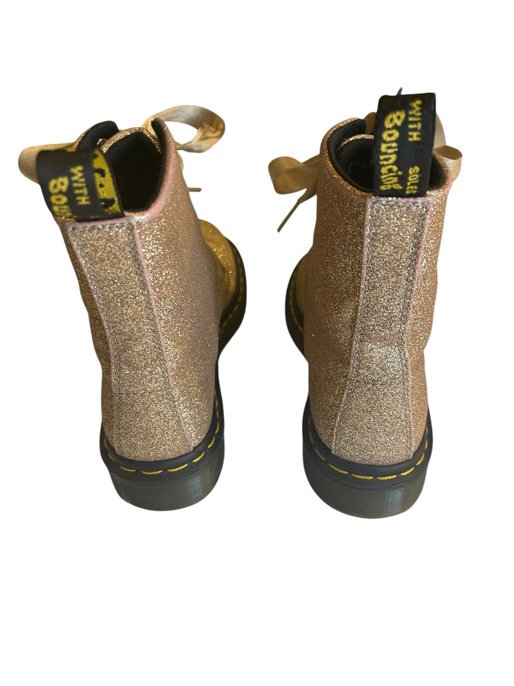 Dr. Martens 1460 Pascal Glitter Boots Gold Champagne Ribbon Lace Size US 7 Women - Picture 3 of 9